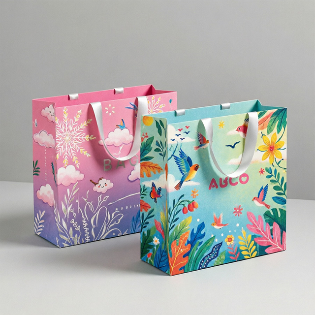 Stylish Rectangle Paper Bags Featuring Custom Logo for Promotions