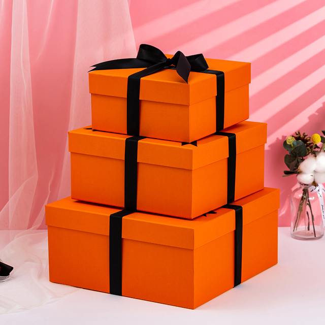 Recycled Customizable Vintage Orange Art Paper Box for Gift Packaging