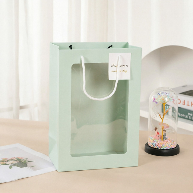Stylish Custom Gift Bags Featuring PVC Window Design