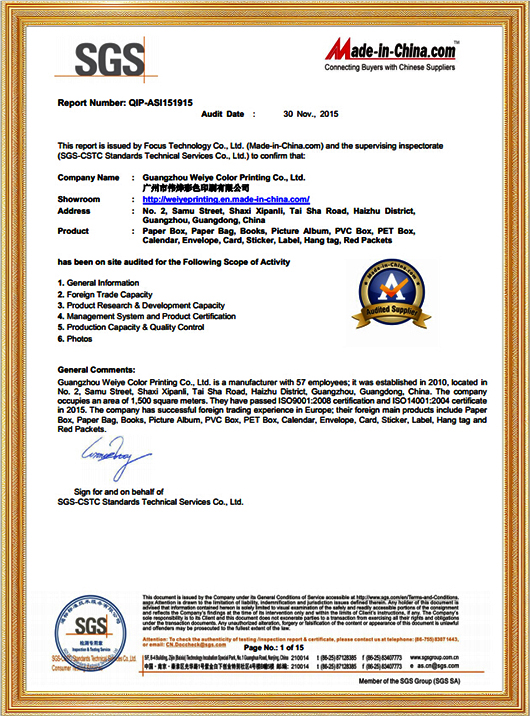 SGS Certificate