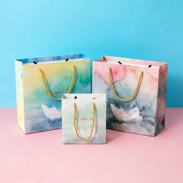 Durable Rectangle Custom Paper Bags with Vibrant Printing Options
